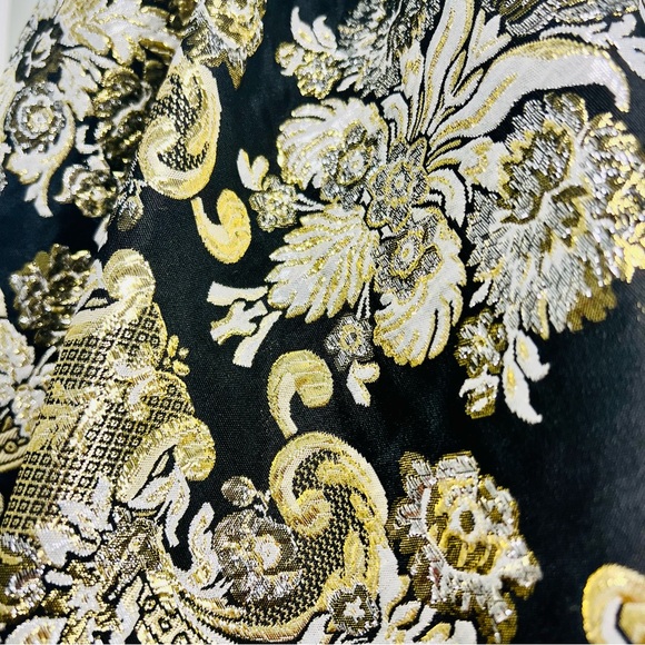 Alice + Olivia Fay Jacquard Corset Metallic Mini Dress Black Gold Silver 4 Small - Picture 9 of 14